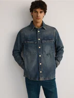 Koszule męskie - Reserved - Jeansowa koszula regular fit - indigo jeans - miniaturka - grafika 1