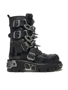 NEW ROCK Glany M-727-S5 Czarny - Glany damskie - miniaturka - grafika 1
