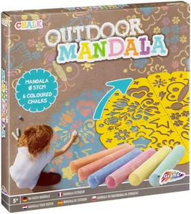 Zestaw do malowania na zewnątrz Outdoor Mandala szablon i kreda chodnikowa 6 kolorów - Gry planszowe - miniaturka - grafika 1