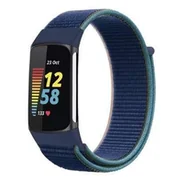 Akcesoria do smartwatchy - opaska pasek bransoleta NYLON Fitbit CHARGE 5 / 6 niebieska - miniaturka - grafika 1
