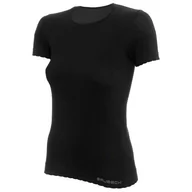 Koszulki i topy damskie - Damska koszulka termoaktywna Brubeck Women's T-Shirt SS Comfort Cotton | Black XL - miniaturka - grafika 1