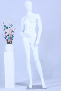 Abstrakcyjny kolor skóry w połysku EH12-B stojąca kobieta manekin biały szyk moda modelowana fryzura .. - Manekiny wystawowe - miniaturka - grafika 1