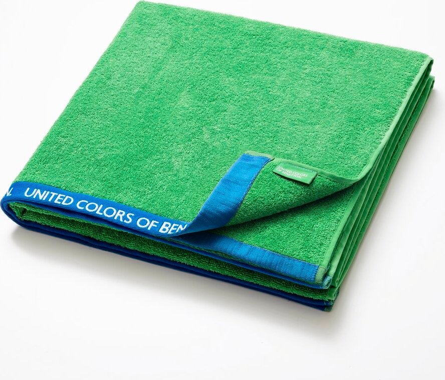 Ręcznik plażowy 90 x 160 cm, 420 g/m², 100% bawełna frotte, zielona tęcza, Benetton