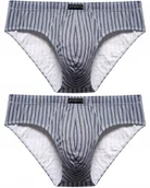 Majtki męskie - SLIPY MĘSKIE ATLANTIC MP1153 SPORT GRANATOWE W PASKI 2PAK *M* - miniaturka - grafika 1