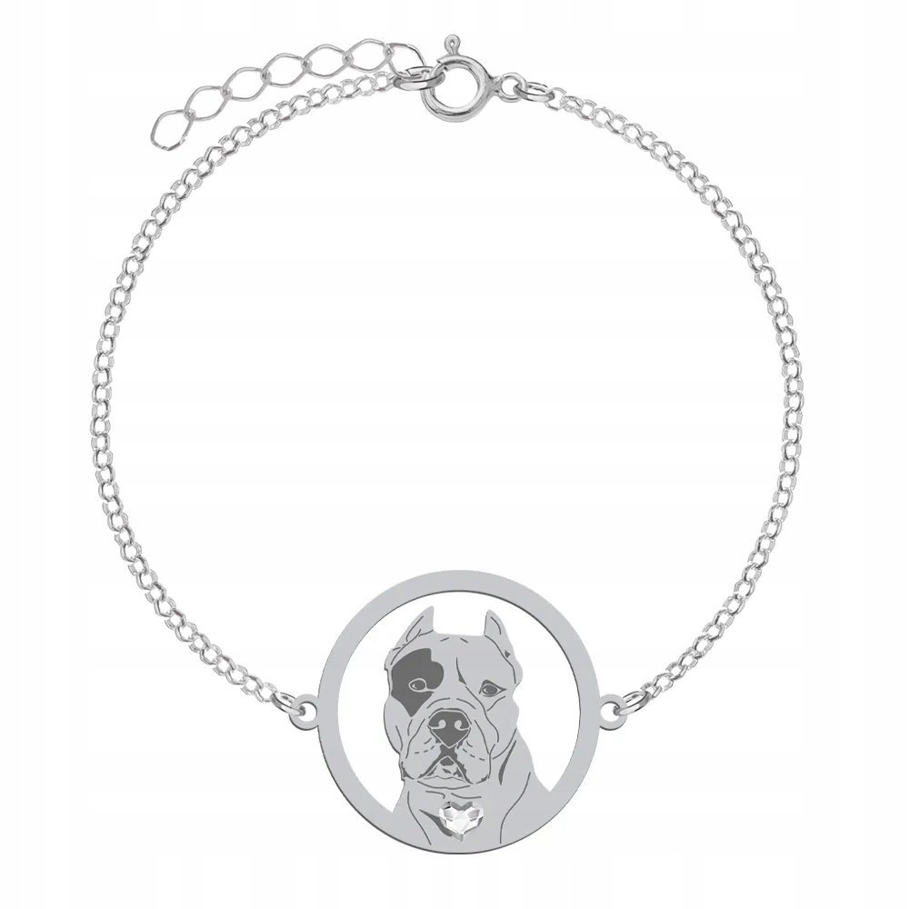 Bransoletka Srebrna z Dogo Argentino 925 Biżuteria Prezent GRAWER GRATIS