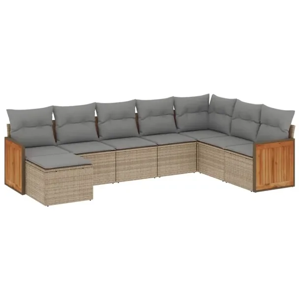 Beżowy zestaw mebli ogrodowych z poduszkami, rattan PE, modułowy 62 x 62