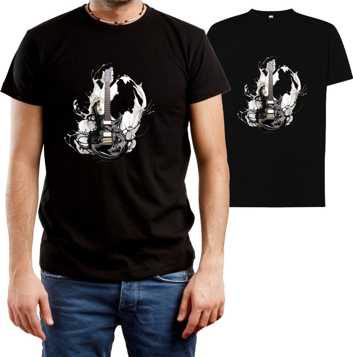 T-Shirt Męski Dla Gitarzysty Gitara Rock Metal Koszulka Czarna R-Xl A240