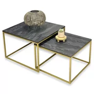 Ławy i stoliki kawowe - ZŁOTY ZESTAW STOLIKÓW KAWOWYCH STYL LOFT GLAMOUR 65x65 + 55x55 - miniaturka - grafika 1