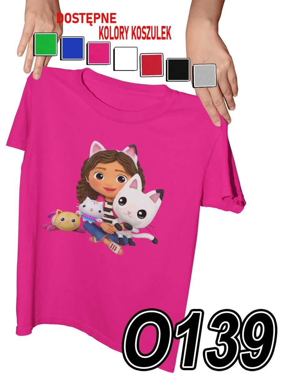 Koszulka Dziecięca Z Nadrukiem Koci Domek Gabi Bajki - L 146-152