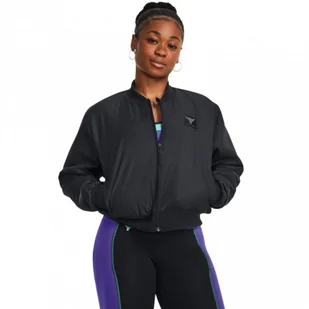 Damska kurtka treningowa Under Armour Project Rock Bomber Jacket - czarna - Kurtki damskie - miniaturka - grafika 1