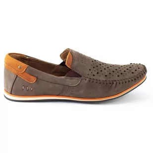 Buty męskie skórzane mokasyny 876 lato brązowe - Komodo - Mokasyny męskie - miniaturka - grafika 1