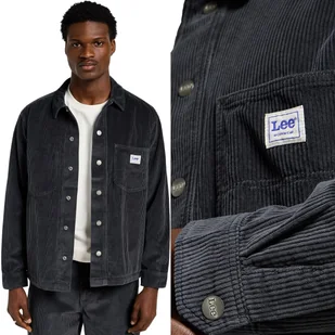 Lee WORKER OVERSHIRT Muted Grey SZARA SZTRUKSOWA KOSZULA KURTKA KATANA XXL - Koszule męskie - miniaturka - grafika 1