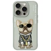 Etui i futerały do telefonów - Etui NIMMY Glasses Cool Dog do Apple iPhone 15 Pro Szary - miniaturka - grafika 1