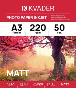 A3 PAPIER MATOWY 220g JEDNOSTRONNY DO ZDJĘĆ FOTO DRUKAR ATRAMENTOWY 50 szt - Papier do drukarek - miniaturka - grafika 1