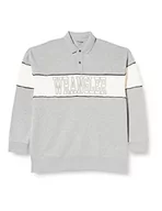 Bluzy męskie - Wrangler Męska bluza polo Collar Sweat Sweat Sweat, MID Grey Melee, L - miniaturka - grafika 1