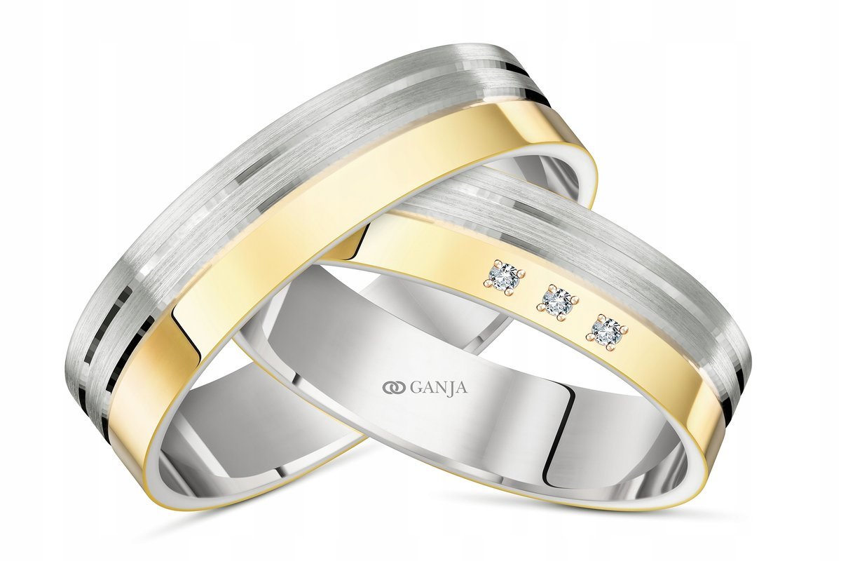 Ślubne obrączki Au 333 i Ag 925+cyrkonie wzór-GK13