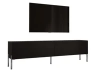 Szafki RTV - Szafka pod telewizor w kolorze czarnym matowym / czarnym błyszczącym z chromowanymi nogami, A: szer: 170 cm cm, wys: 52 cm, gł: 32 cm. Meble pod telewizor, stolik pod telewizor, ława pod telewizor - miniaturka - grafika 1