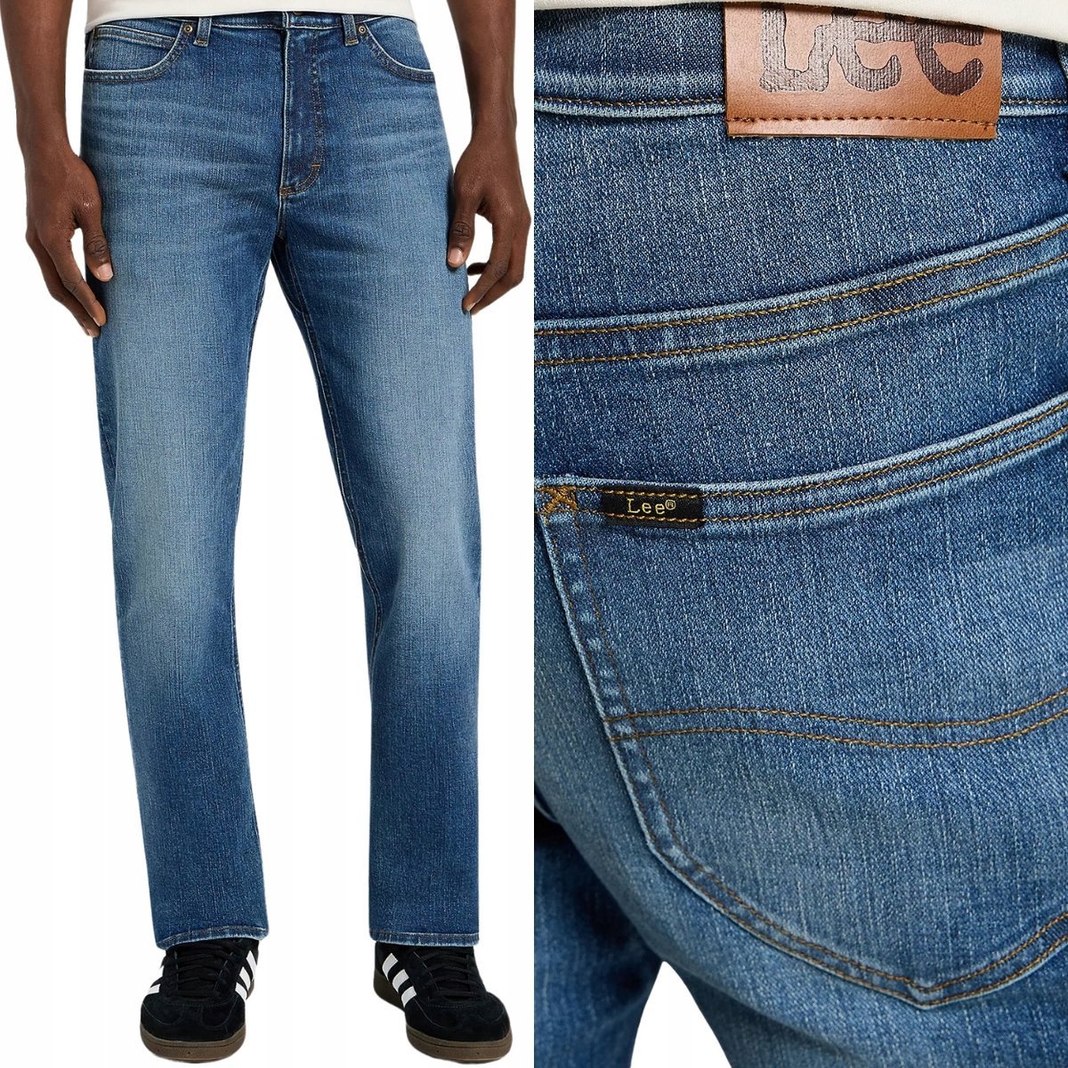 Lee X STRAIGHT Carzi wygodne proste spodnie jeansowe elastyczny pas W30 L32