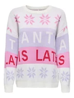 Swetry damskie - ONLY Sweter w kolorze biało-lawendowo-różowym - miniaturka - grafika 1