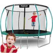 Trampoliny - Neo-sport Trampolina ogrodowa 12ft/374cm z siatką, profilowanymi słupkami i drabinką - miniaturka - grafika 1