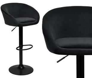 Krzesło barowe PATERSON aksamitne czarne VELVET - Taborety i hokery - miniaturka - grafika 1