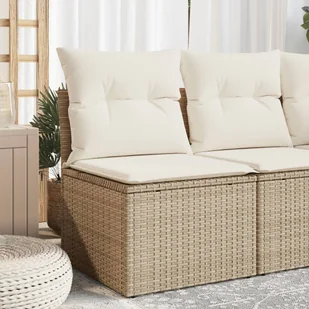 The Living Store Fotel ogrodowy - bez podłokietników - z poduszkami - beżowy - Siedzisko Do Ogrodu - Fotele i krzesła ogrodowe - miniaturka - grafika 1