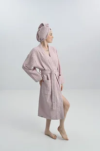 Szlafrok bawełniany jasnoróżowy - Szlafroki damskie - miniaturka - grafika 1