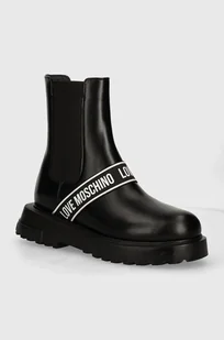 Love Moschino sztyblety skórzane damskie kolor czarny na platformie JA24104G1LIA0000 - Botki damskie - miniaturka - grafika 1