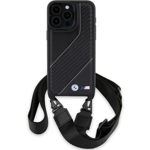 BMW BMHCP15X23PSCCK iPhone 15 Pro Max 6.7" czarny/black hardcase M Edition Carbon Stripe & Strap - Etui i futerały do telefonów - miniaturka - grafika 1