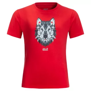 Koszulki dla dziewczynek - Jack Wolfskin Dziecięca koszulka BRAND WOLF T K peak red - grafika 1
