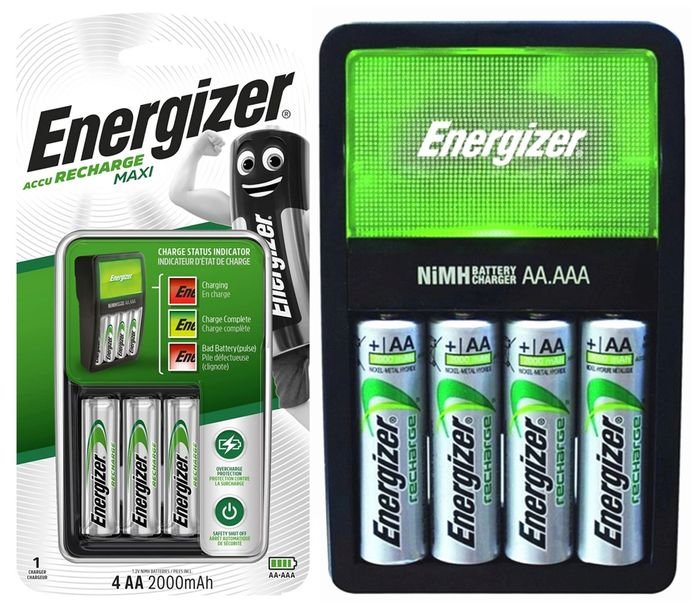 Ładowarka Baterii Aa Aaa R6 R3 + 4x Akumulatorki 2000mah R6 Aa