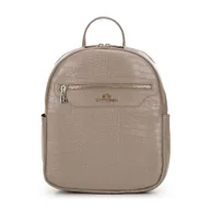 Torebki damskie - Damski plecak ze skóry o fakturze lizard dwukomorowy beżowy - miniaturka - grafika 1