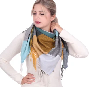 SZALIK DAMSKI CHUSTA DUŻY Bawełna KRATA ANGIELSKA - Apaszki i szaliki damskie - miniaturka - grafika 1