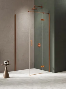 Kabina prysznicowa uchylna prawa kolor miedziany 120x120 cm K-4649 New Trendy Nesta Copper Brushed - Kabiny prysznicowe - miniaturka - grafika 1