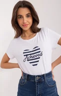 Koszulki i topy damskie - T-shirt damski z nadrukiem biało-granatowy RV-TS-9667.19, Kolor biało-granatowy, Rozmiar S/M, BASIC FEEL GOOD - Primodo.com - miniaturka - grafika 1