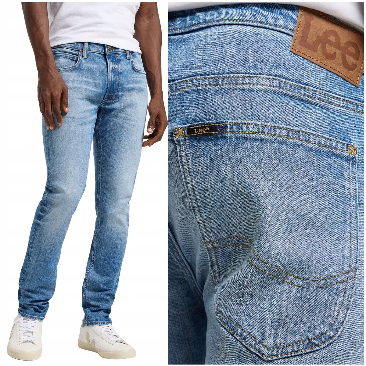 Lee LUKE Atlas BLUE DżINS mocno zwężane spodnie jeansowe W33 L34