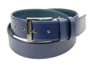 Pasek Męski Skórzany PAS-MAX (PL) Niebieski Z Niebieską Nitką Skóra Licowa 40 mm - Paski - miniaturka - grafika 3