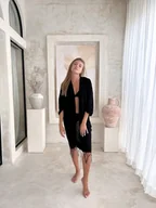 Bluzki damskie - Narzutka Plażowa Tunika Chusta Plażowa Pareo Narzutka na Plażę ARIS BLACK - miniaturka - grafika 1