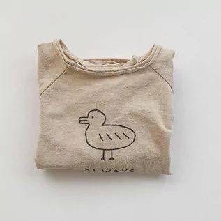 Bluzki dla niemowląt - Slowmoose Letnie ubrania dla dzieci i bluzka, z bawełnianą małą kaczką beżowy 7T - grafika 1