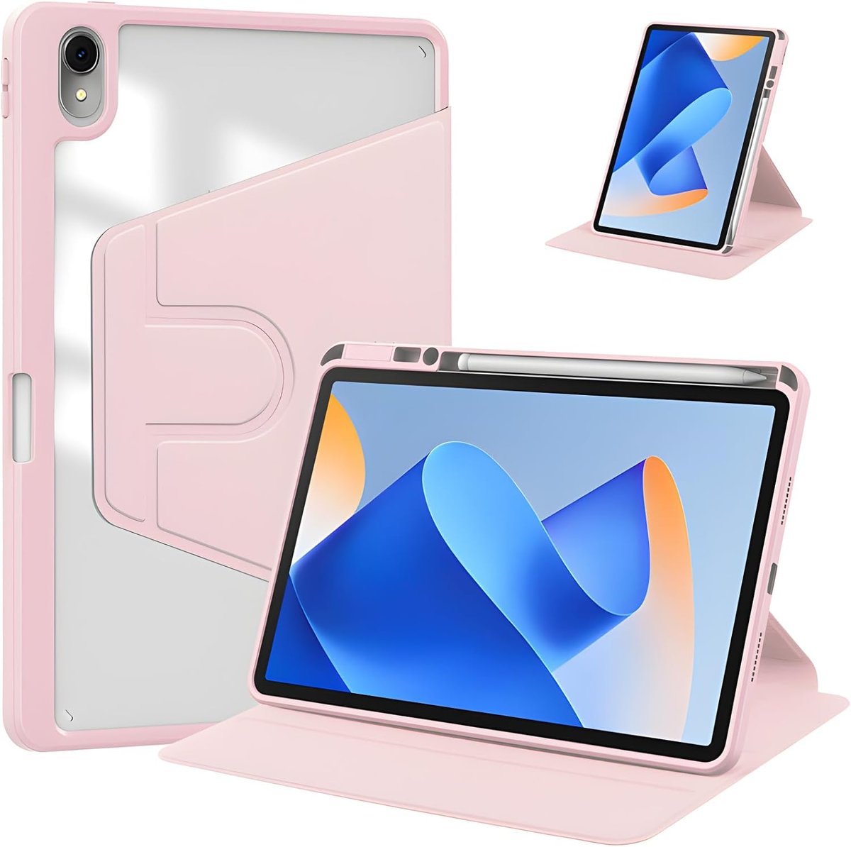 Eleganckie estetyczne obrotowe etui pencil jasny różowy z miejscem na rysik w etui do tabletu Huawei MatePad 11.5 S 2024 TGR-W09