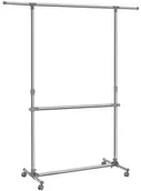 Wieszaki i stojaki - Srebrny Wieszak Stojak Na Ubrania Na Kółkach A8-P12 - miniaturka - grafika 1