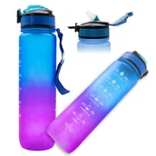 Shakery i bidony sportowe - Butelka Sportowa / Motywacyjna Bidon Refill Niebiesko-Różowy - miniaturka - grafika 1