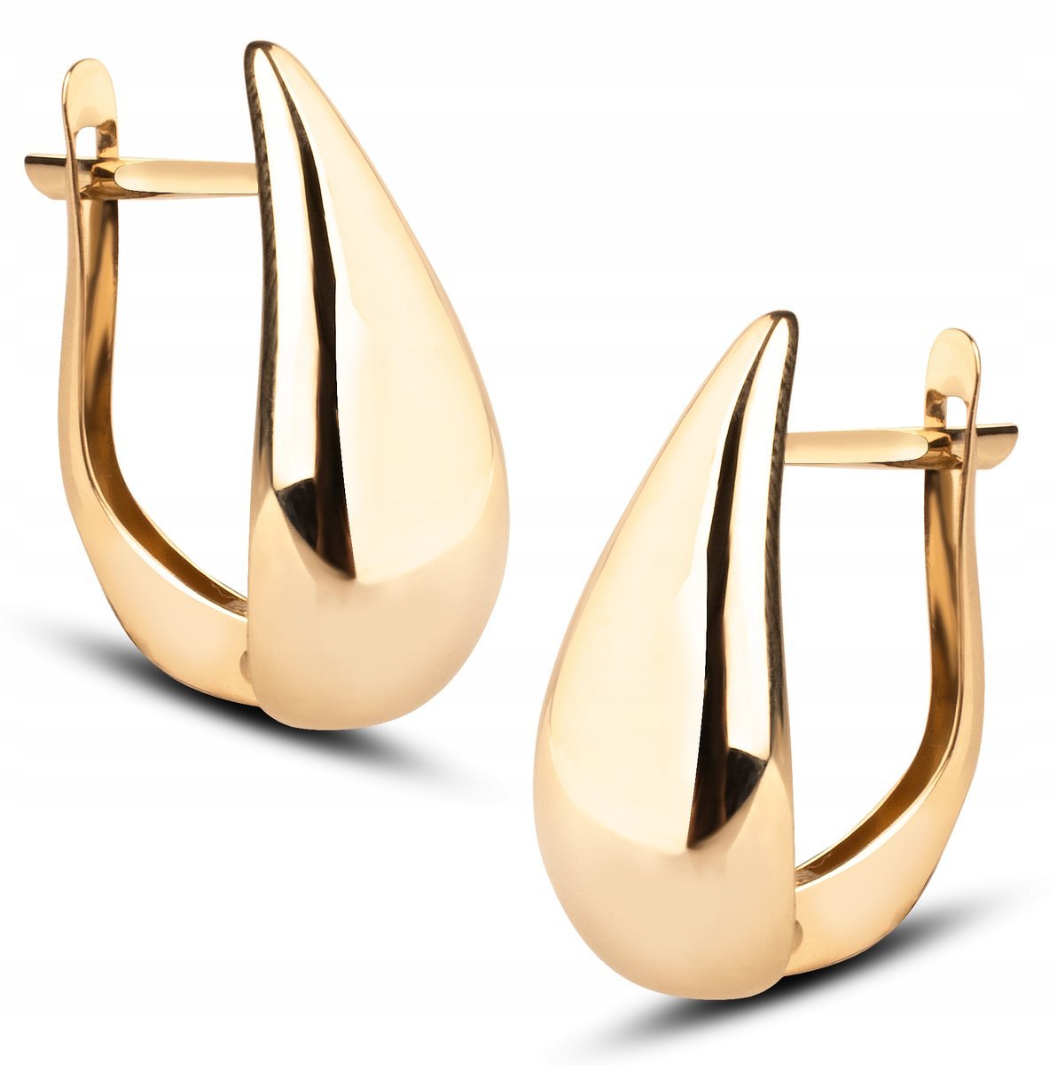 ZŁOTE KOLCZYKI KROPELKI NA ANGIELSKIM ZAPIĘCIU WYSOKI POŁYSK 14KT 585