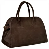 Torebki damskie - Maxi Borse in Pelle duża skórzana zamszowa torba brąz czekolada rozmiar XXL - miniaturka - grafika 1