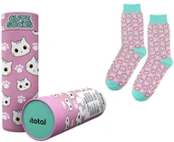 Skarpetki męskie - Skarpetki Bawełniane Z Kotkiem Różowe - miniaturka - grafika 1