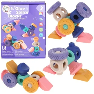 Klocki Montessori Sensoryczne Miękkie Gumowe Figury Pojazdy - Zabawki sensoryczne - miniaturka - grafika 1