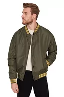 Kurtki męskie - Trendyol Męska kurtka zimowa typu college, jednokolorowa, oversize, khaki, XL, Khaki, XL - miniaturka - grafika 1