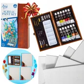 Przybory szkolne - Zestaw Artystyczny Do Malowania Farby Akrylowe Płótna PREZENT DLA DZIECKA - miniaturka - grafika 1