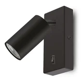 Lampy ścienne - Kinkiet / lampa ścienna maclean mce369 b, punktowa, okrągła, gu10, z włącznikiem, 55x100mm, czarna MCE369 B - miniaturka - grafika 1