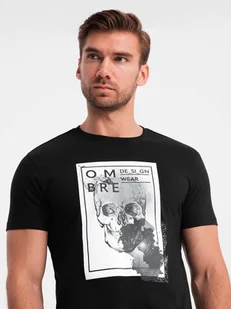 Bawełniana męska koszulka z czaszką czarna Ombre V1 OM-TSPT-0200 roz. XXL - Koszulki męskie - miniaturka - grafika 1
